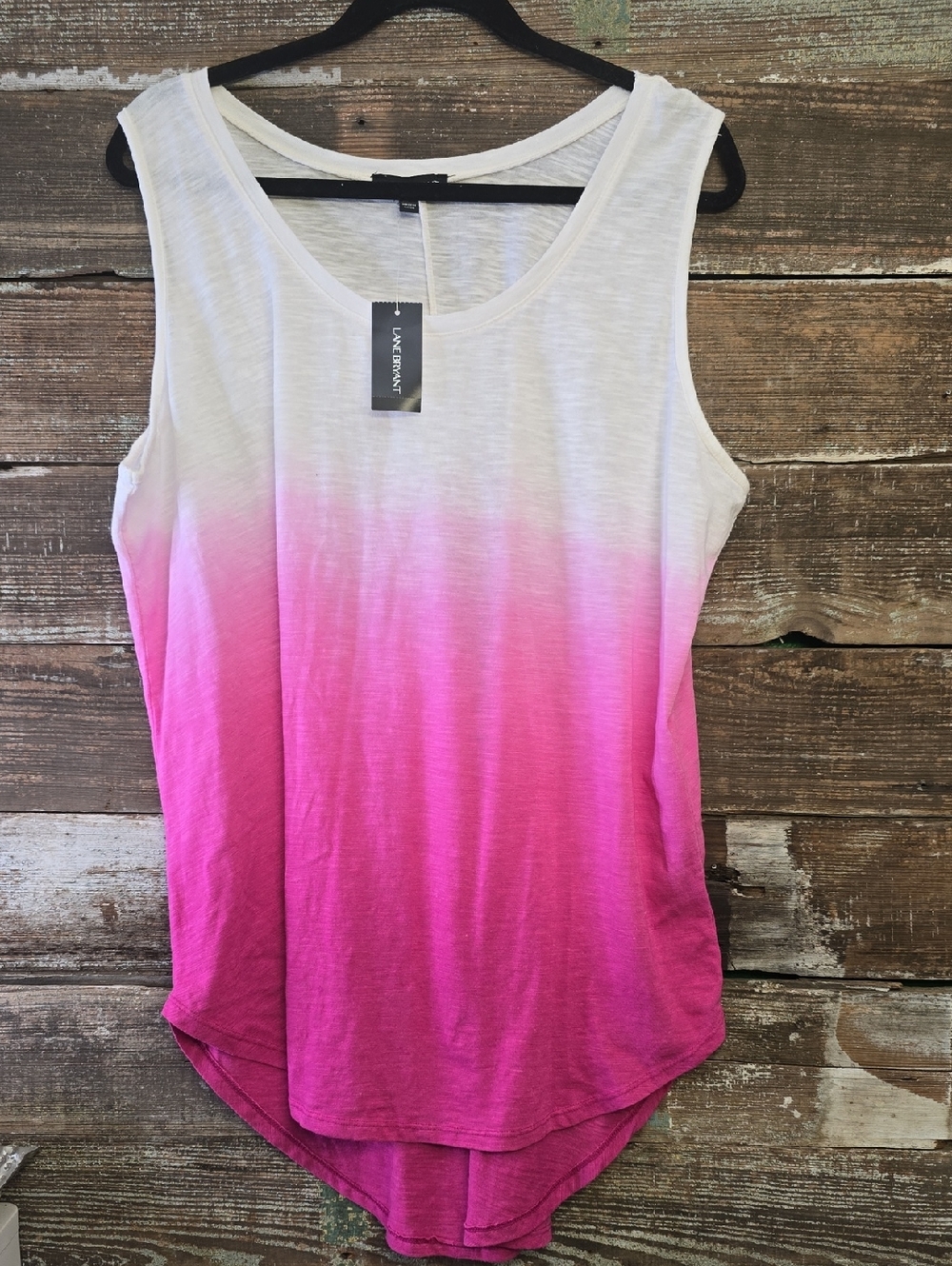 Lane Bryant White to Hot Pink Ombre Sleeveless Tank, Size 18/20, NWT